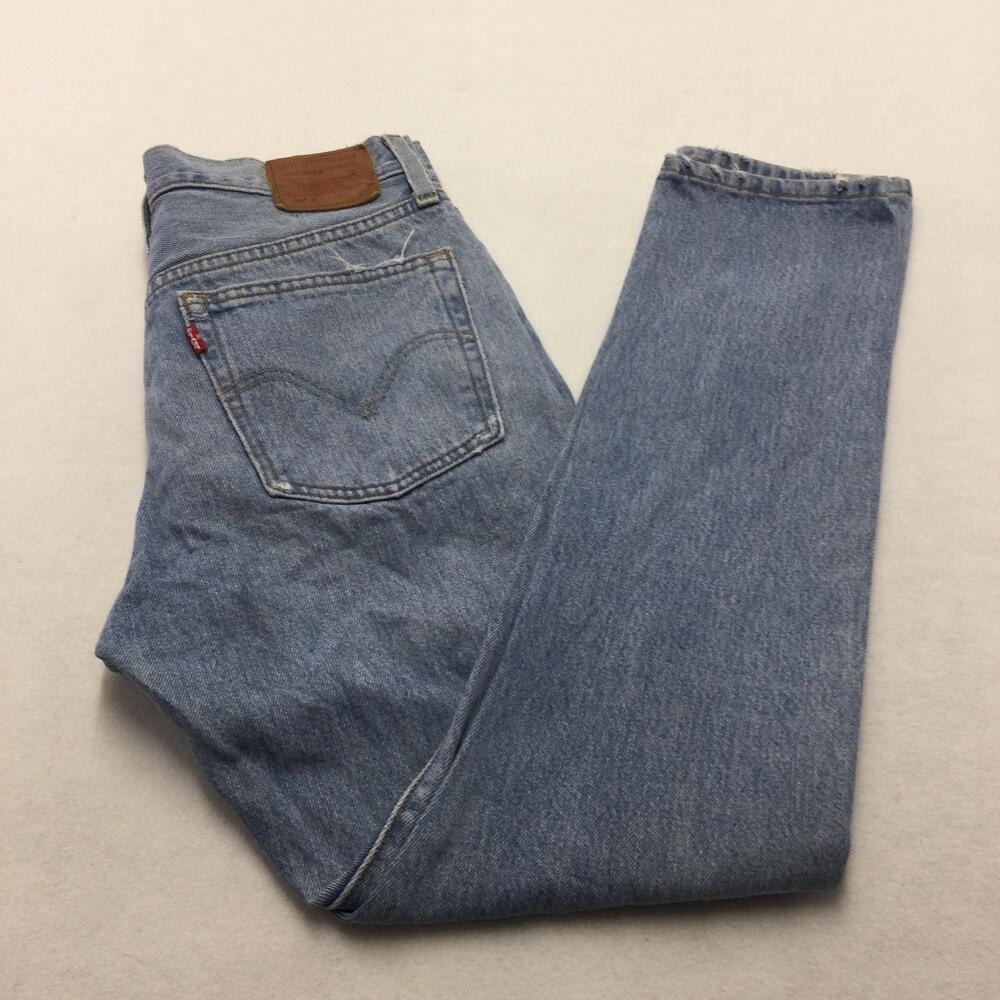 Levis 501 S Skinny Jeans Womens W26 L28 Blue Wash High Rise Distressed Denim